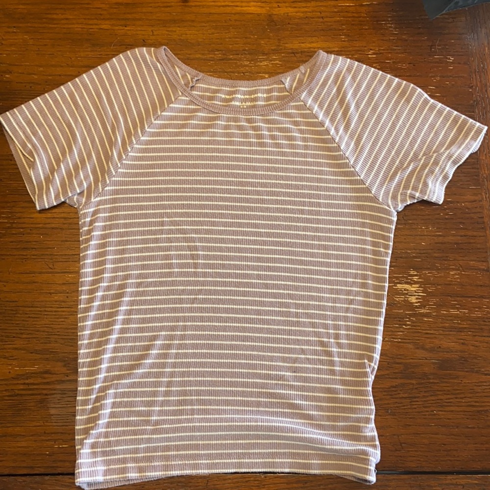 American eagle purple and white rib fitted shirt